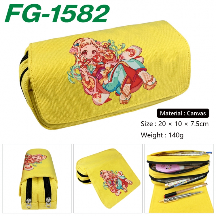 Toilet-bound Hanako-kun Anime Multi-Function Double Zipper Canvas Cosmetic Bag Pen Case 20x10x7.5cm