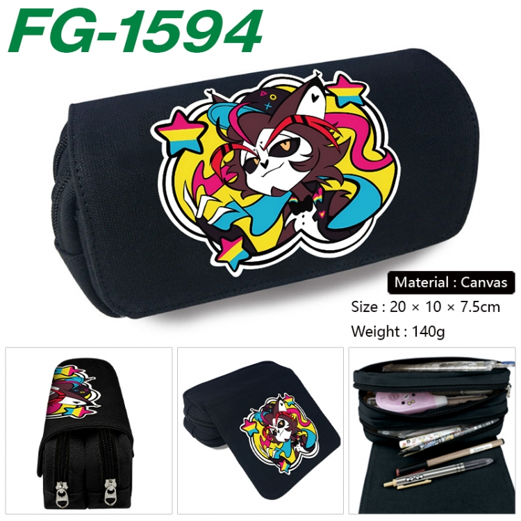 Hazbin Hotel Anime Multi-Function Double Zipper Canvas Cosmetic Bag Pen Case 20x10x7.5cm