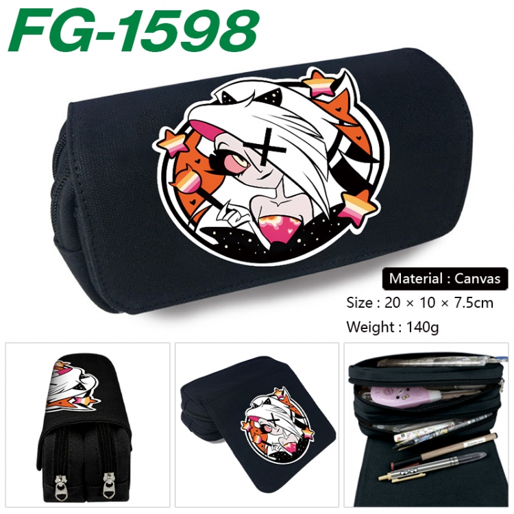 Hazbin Hotel Anime Multi-Function Double Zipper Canvas Cosmetic Bag Pen Case 20x10x7.5cm
