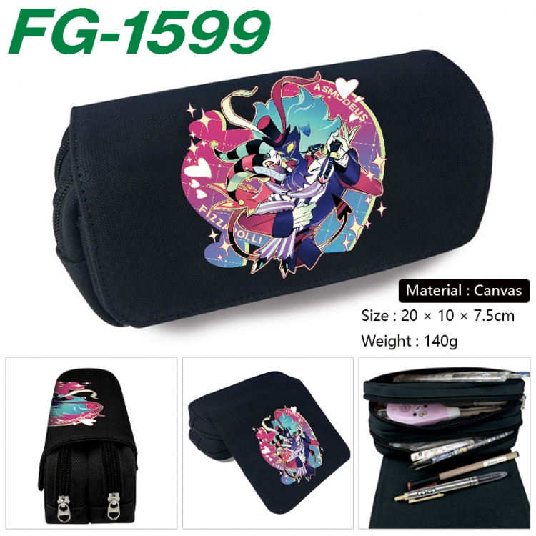 Hazbin Hotel Anime Multi-Function Double Zipper Canvas Cosmetic Bag Pen Case 20x10x7.5cm