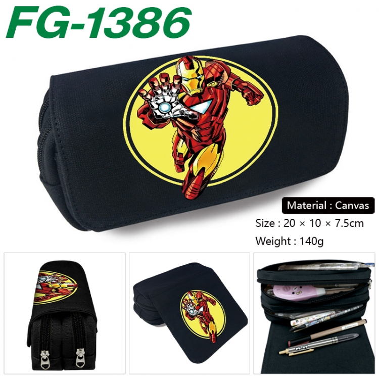 Marvel Anime Multi-Function Double Zipper Canvas Cosmetic Bag Pen Case 20x10x7.5cm