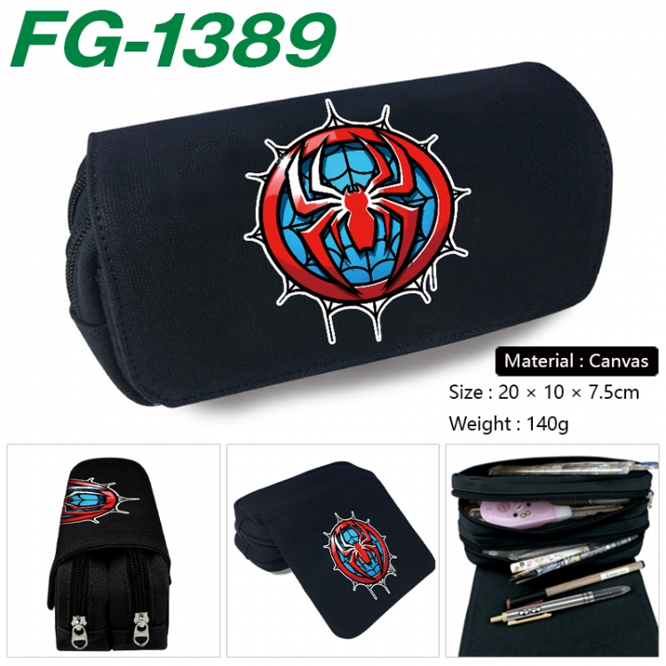 Marvel Anime Multi-Function Double Zipper Canvas Cosmetic Bag Pen Case 20x10x7.5cm