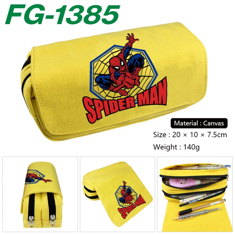 Marvel Anime Multi-Function Double Zipper Canvas Cosmetic Bag Pen Case 20x10x7.5cm