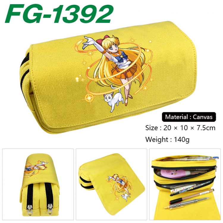 sailormoon Anime Multi-Function Double Zipper Canvas Cosmetic Bag Pen Case 20x10x7.5cm
