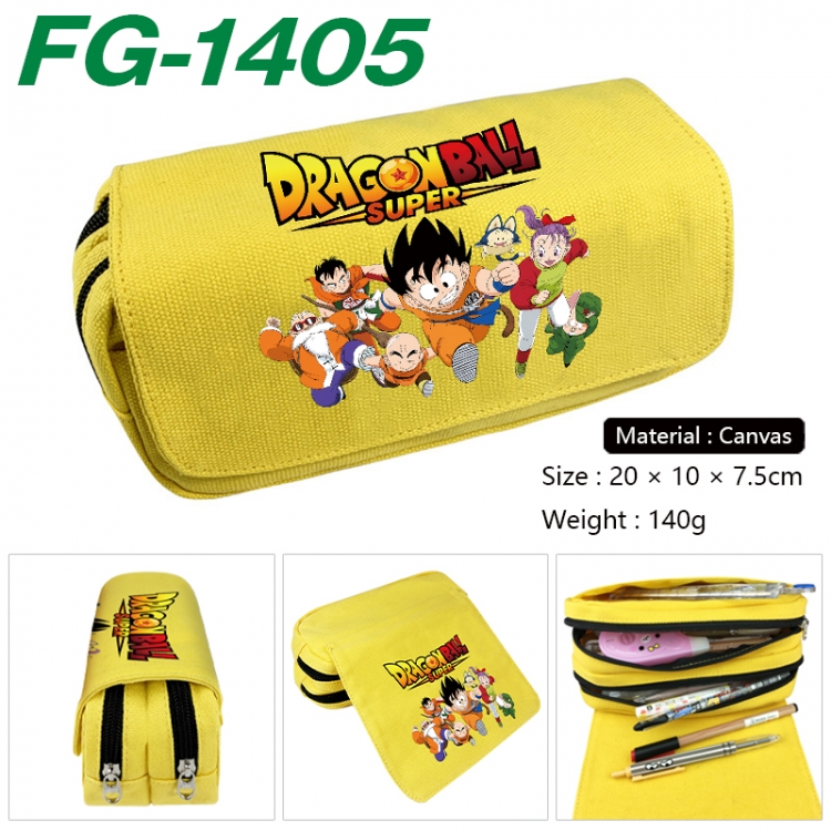 DRAGON BALL Anime Multi-Function Double Zipper Canvas Cosmetic Bag Pen Case 20x10x7.5cm