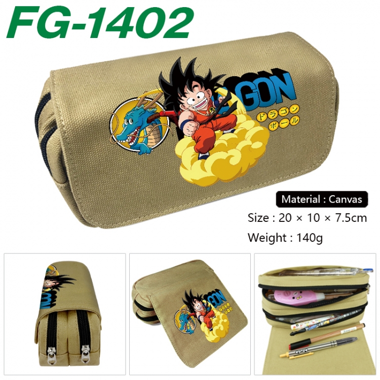 DRAGON BALL Anime Multi-Function Double Zipper Canvas Cosmetic Bag Pen Case 20x10x7.5cm