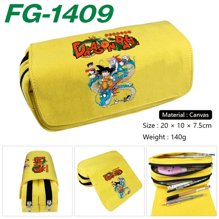 DRAGON BALL Anime Multi-Function Double Zipper Canvas Cosmetic Bag Pen Case 20x10x7.5cm