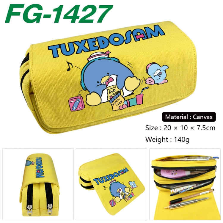 Sanrio Anime Multi-Function Double Zipper Canvas Cosmetic Bag Pen Case 20x10x7.5cm