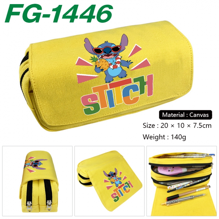 Lilo & Stitch Anime Multi-Function Double Zipper Canvas Cosmetic Bag Pen Case 20x10x7.5cm
