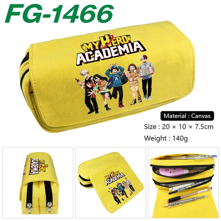 My Hero Academia Anime Multi-Function Double Zipper Canvas Cosmetic Bag Pen Case 20x10x7.5cm