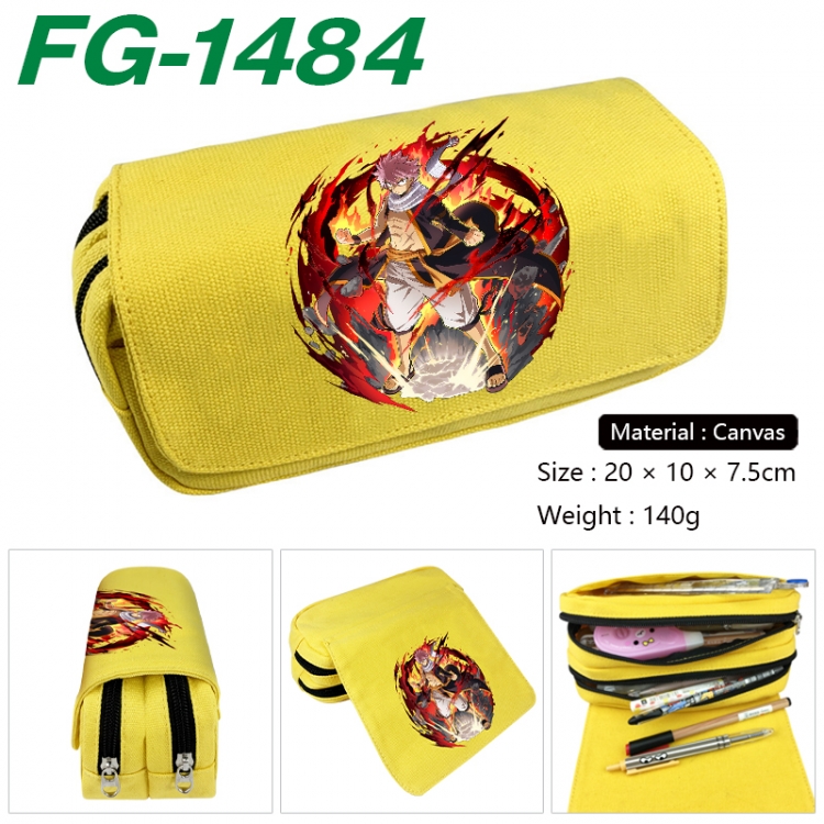 Fairy tail Anime Multi-Function Double Zipper Canvas Cosmetic Bag Pen Case 20x10x7.5cm