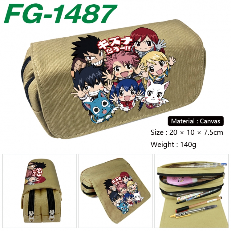 Fairy tail Anime Multi-Function Double Zipper Canvas Cosmetic Bag Pen Case 20x10x7.5cm