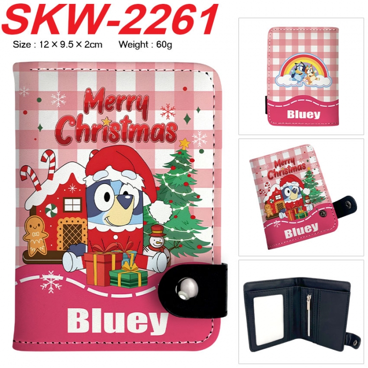 Bluey Anime vertical button folding wallet 12X9.5X2CM 60g