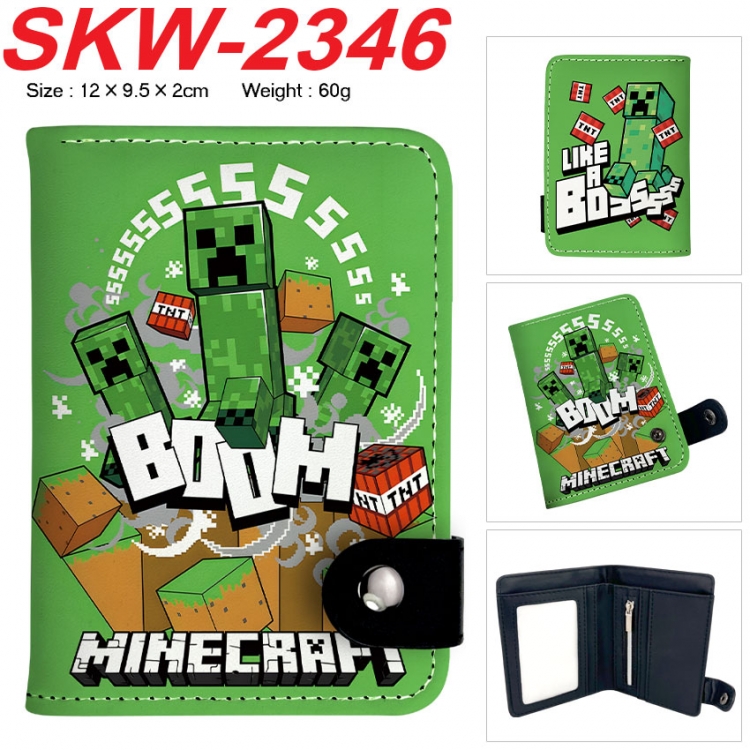 Minecraft Anime vertical button folding wallet 12X9.5X2CM 60g