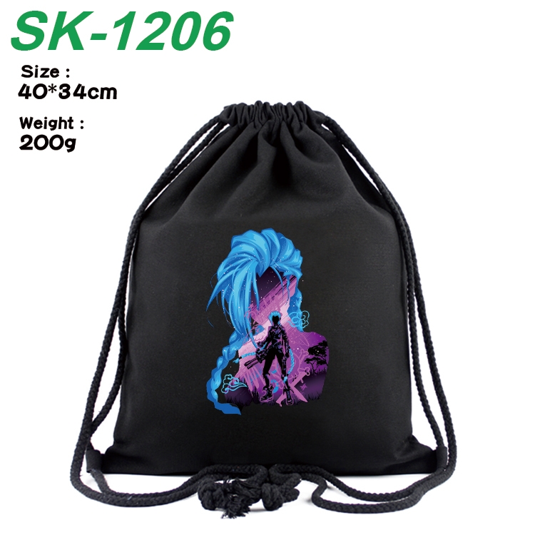Arcane：League of Legends Anime Coloring Book Drawstring Backpack 40X34cm 200g