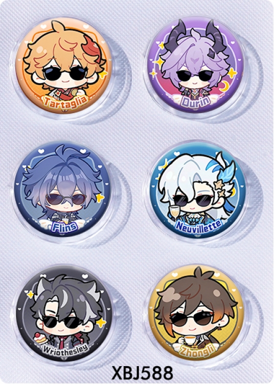 Genshin Impact Anime peripheral pill bar badge 25mm a set of 6 price for 5 sets 