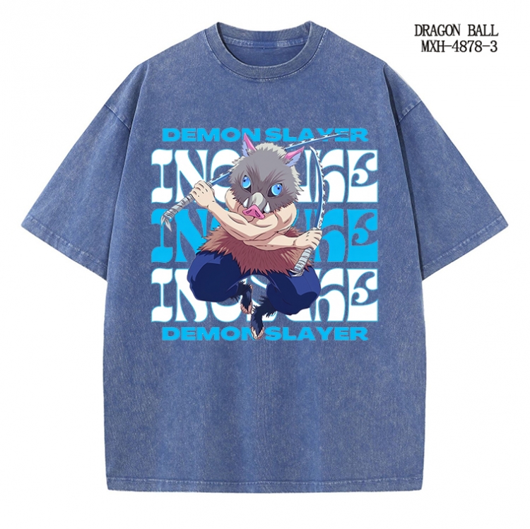 Demon Slayer Kimets Anime peripheral pure cotton washed and worn T-shirt from S to 2XL