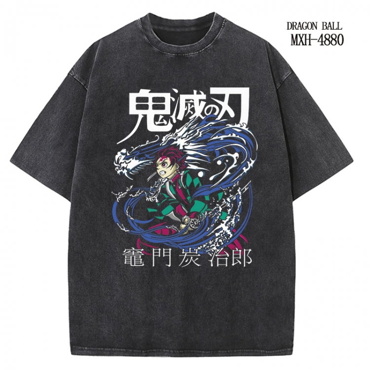 Demon Slayer Kimets Anime peripheral pure cotton washed and worn T-shirt from S to 2XL