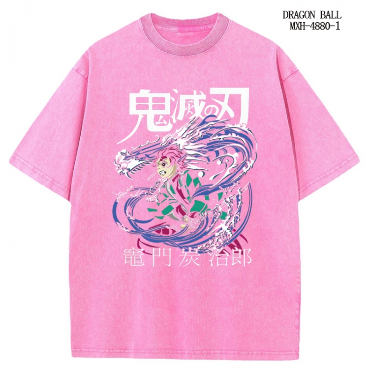 Demon Slayer Kimets Anime peripheral pure cotton washed and worn T-shirt from S to 2XL