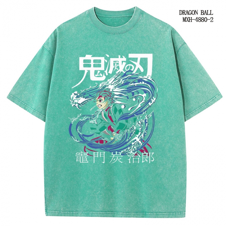 Demon Slayer Kimets Anime peripheral pure cotton washed and worn T-shirt from S to 2XL