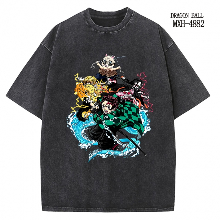 Demon Slayer Kimets Anime peripheral pure cotton washed and worn T-shirt from S to 2XL