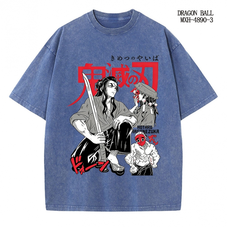 Demon Slayer Kimets Anime peripheral pure cotton washed and worn T-shirt from S to 2XL