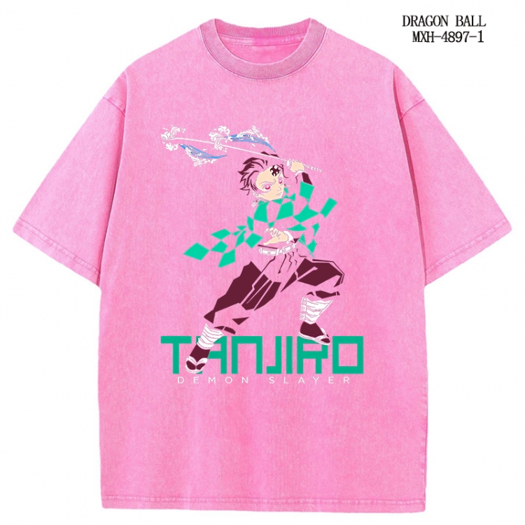 Demon Slayer Kimets Anime peripheral pure cotton washed and worn T-shirt from S to 2XL