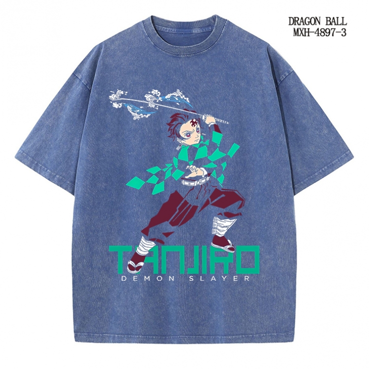 Demon Slayer Kimets Anime peripheral pure cotton washed and worn T-shirt from S to 2XL