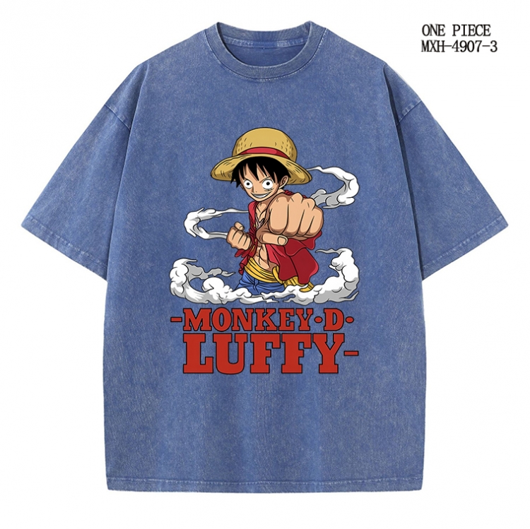 One Piece Anime peripheral pure cotton washed and worn T-shirt from S to 2XL