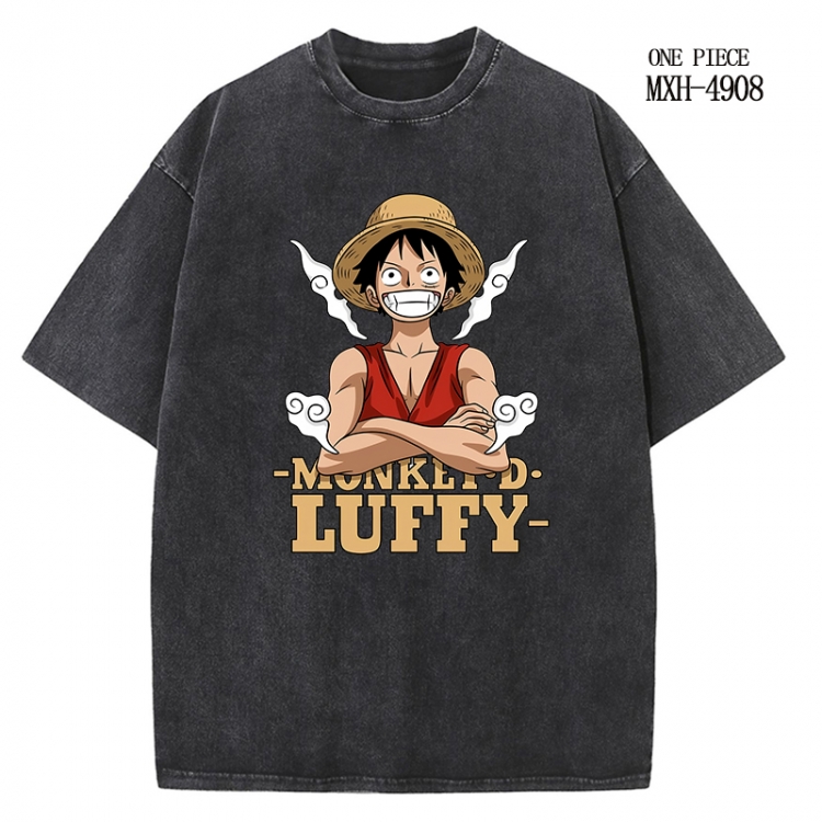 One Piece Anime peripheral pure cotton washed and worn T-shirt from S to 2XL