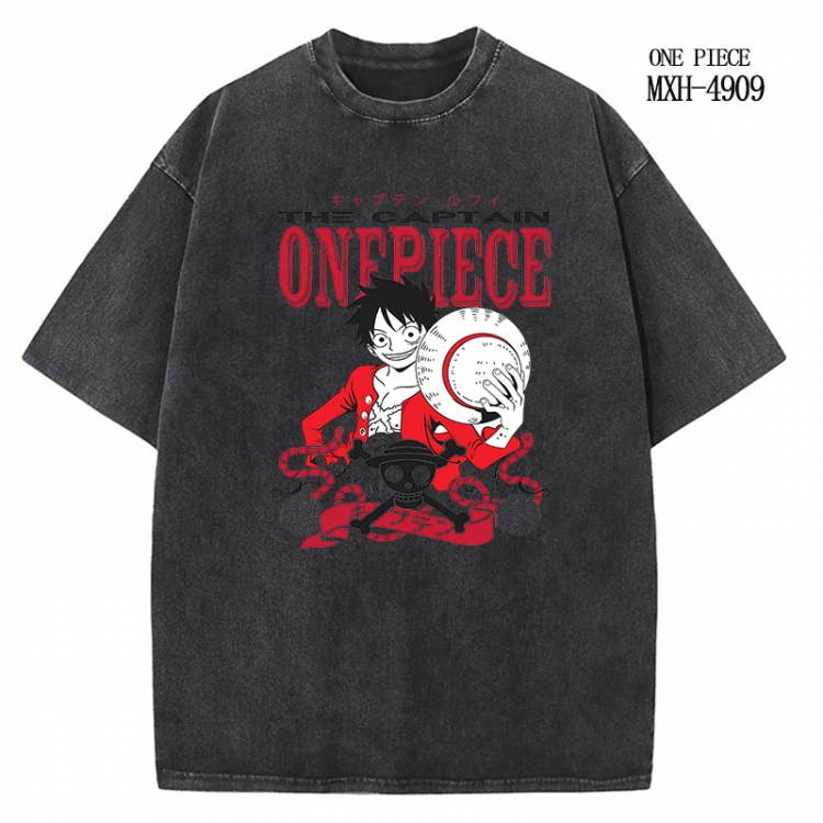 One Piece Anime peripheral pure cotton washed and worn T-shirt from S to 2XL