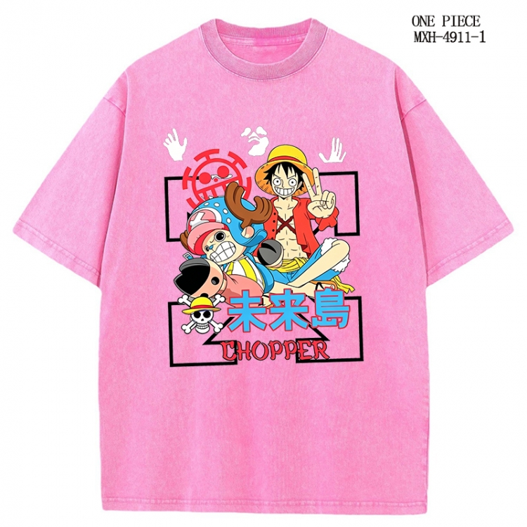 One Piece Anime peripheral pure cotton washed and worn T-shirt from S to 2XL