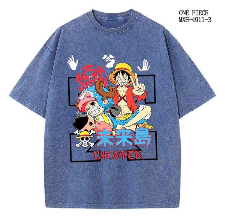 One Piece Anime peripheral pure cotton washed and worn T-shirt from S to 2XL