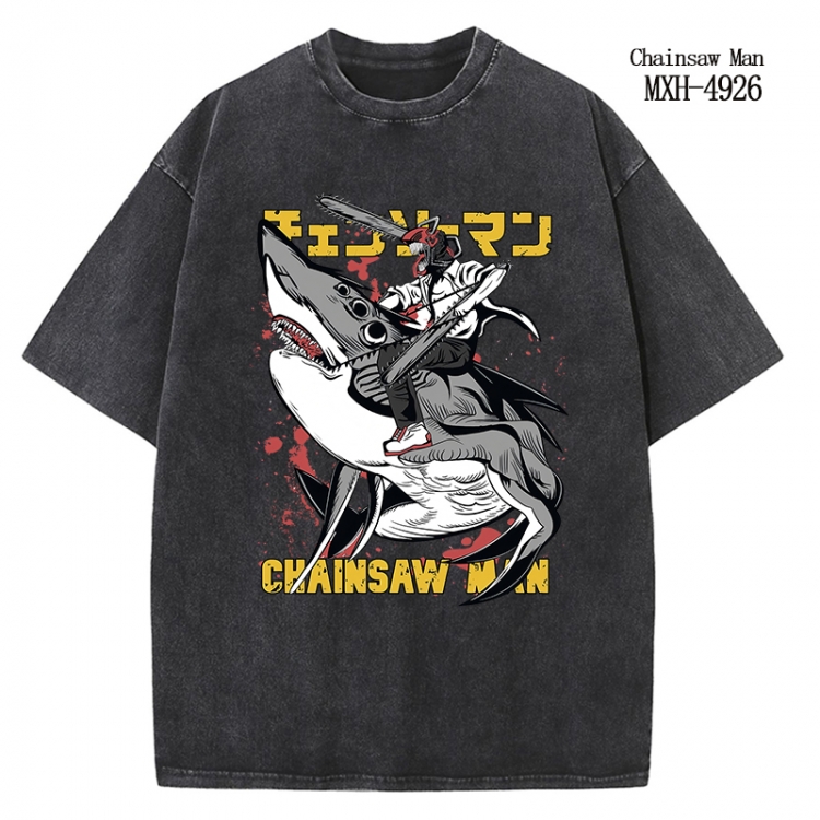 Chainsaw Man Anime peripheral pure cotton washed and worn T-shirt from S to 2XL