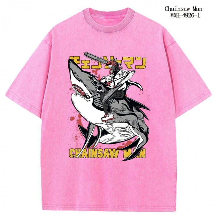 Chainsaw Man Anime peripheral pure cotton washed and worn T-shirt from S to 2XL