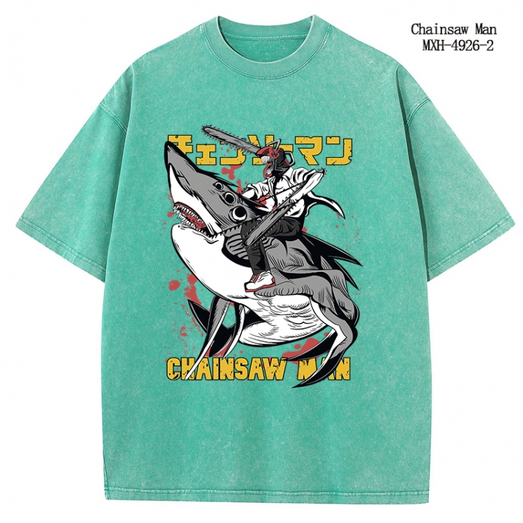 Chainsaw Man Anime peripheral pure cotton washed and worn T-shirt from S to 2XL