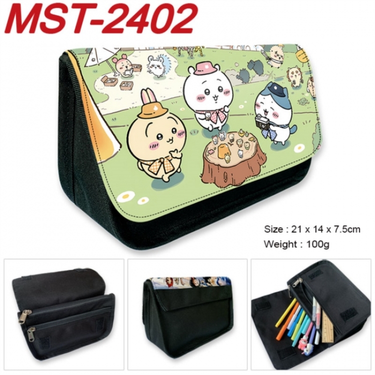 Chiikawa Anime Velcro canvas zipper pencil case Pencil Bag 21x14x7.5cm