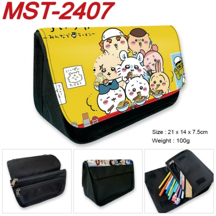 Chiikawa Anime Velcro canvas zipper pencil case Pencil Bag 21x14x7.5cm