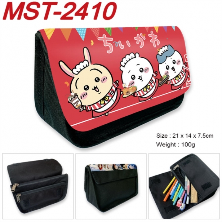 Chiikawa Anime Velcro canvas zipper pencil case Pencil Bag 21x14x7.5cm