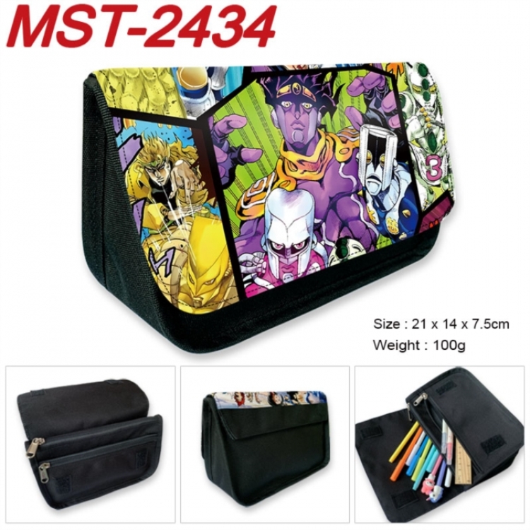 JoJos Bizarre Adventure Anime Velcro canvas zipper pencil case Pencil Bag 21x14x7.5cm