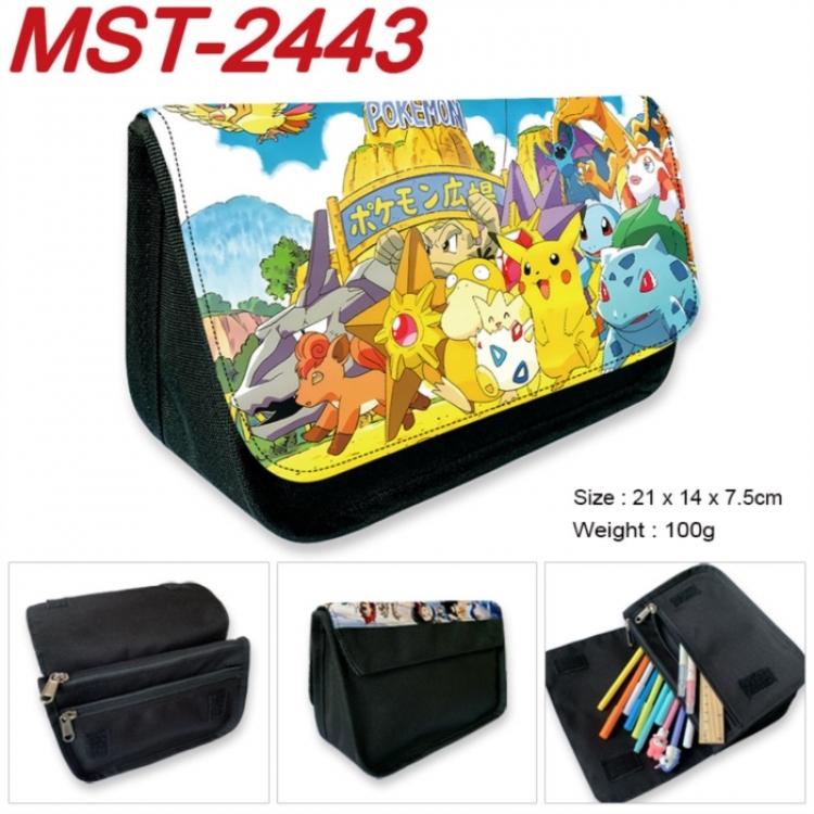 Pokemon Anime Velcro canvas zipper pencil case Pencil Bag 21x14x7.5cm