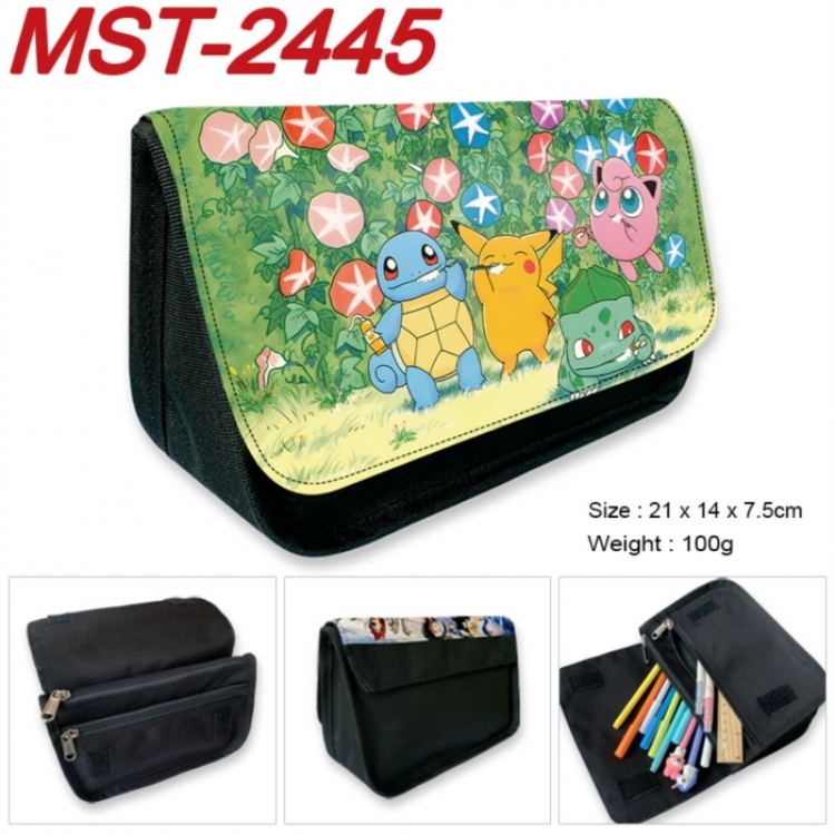 Pokemon Anime Velcro canvas zipper pencil case Pencil Bag 21x14x7.5cm