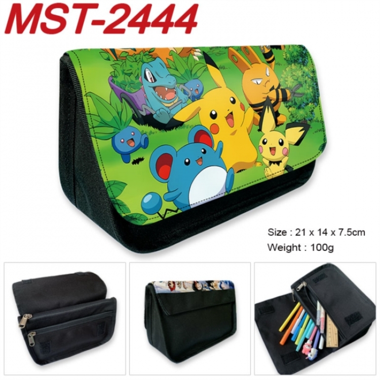 Pokemon Anime Velcro canvas zipper pencil case Pencil Bag 21x14x7.5cm