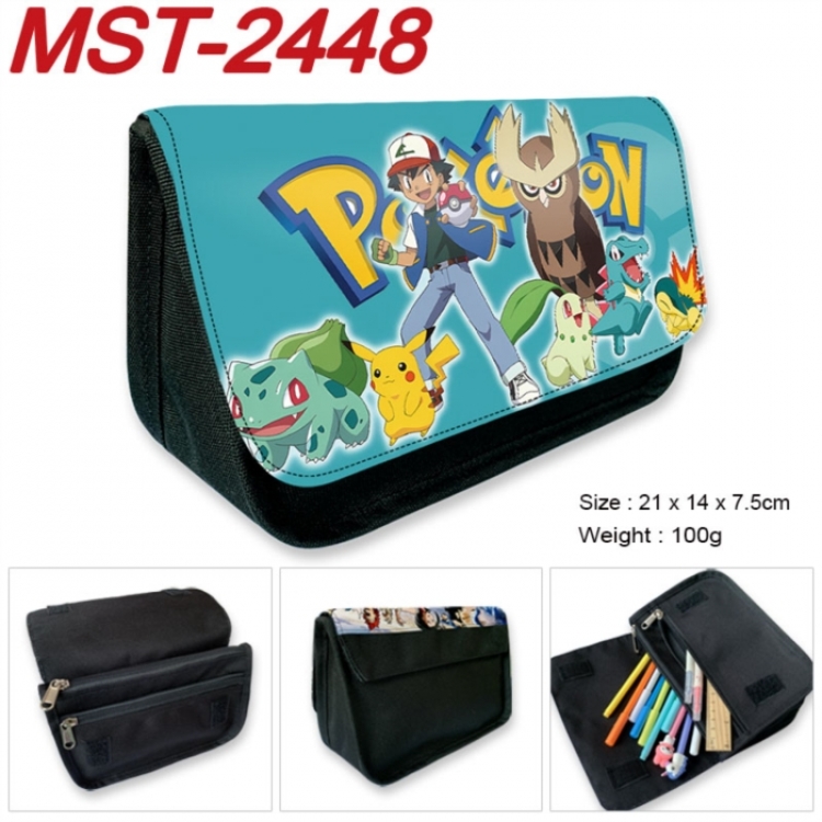 Pokemon Anime Velcro canvas zipper pencil case Pencil Bag 21x14x7.5cm