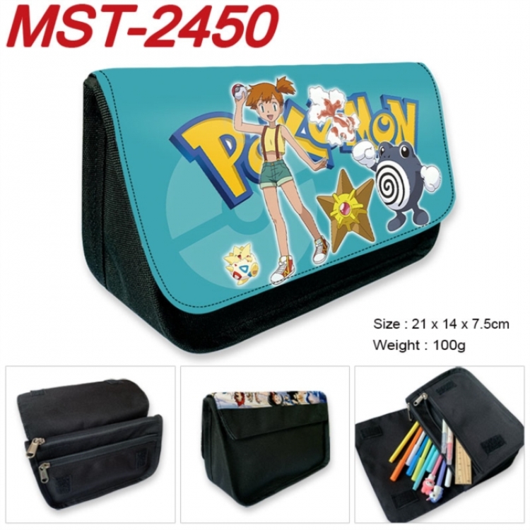 Pokemon Anime Velcro canvas zipper pencil case Pencil Bag 21x14x7.5cm