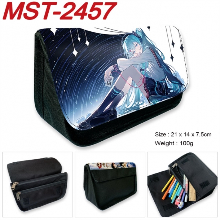 Hatsune Miku Anime Velcro canvas zipper pencil case Pencil Bag 21x14x7.5cm