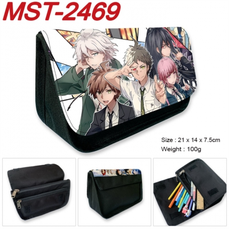 Dangan-Ronpa Anime Velcro canvas zipper pencil case Pencil Bag 21x14x7.5cm