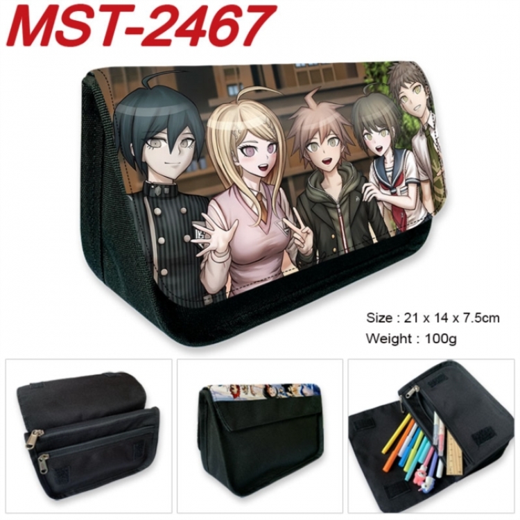 Dangan-Ronpa Anime Velcro canvas zipper pencil case Pencil Bag 21x14x7.5cm