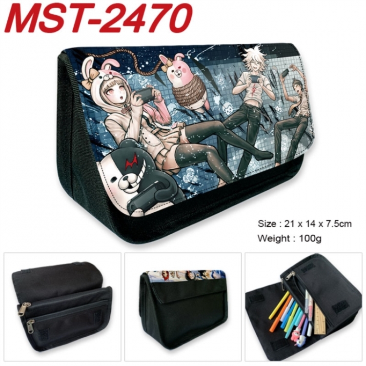 Dangan-Ronpa Anime Velcro canvas zipper pencil case Pencil Bag 21x14x7.5cm