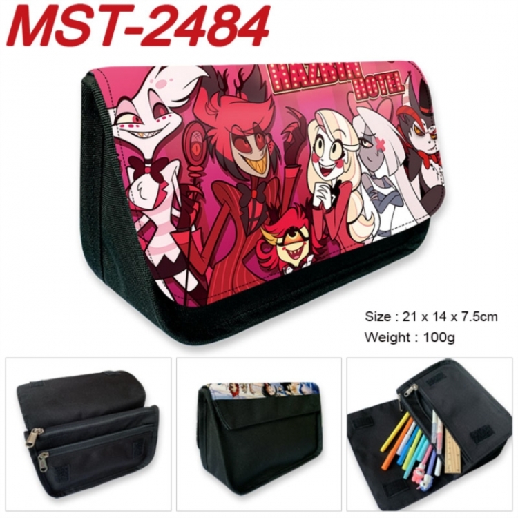 Hazbin Hotel Anime Velcro canvas zipper pencil case Pencil Bag 21x14x7.5cm